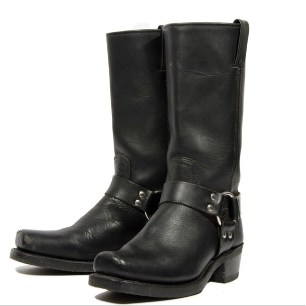 FRYE Harness 12R  Boots Black Leather